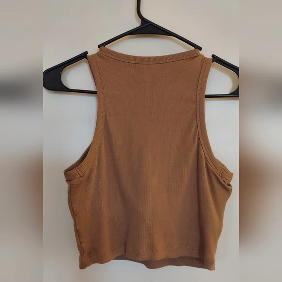 OGL Brown Ribbed Racerback Crop Tank - Picture 2 of 3